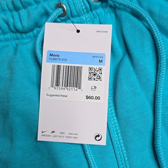 1210 NWT Nike Club FT Flow Vibes Shorts Sz Medium White/Dusty Cactus - Picture 4 of 7